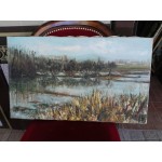 Средна картина масло на платно Испания, стара - 3795